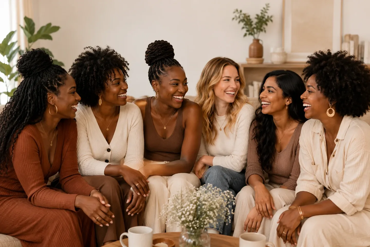 Illustration of women connecting and enjoying conversation together