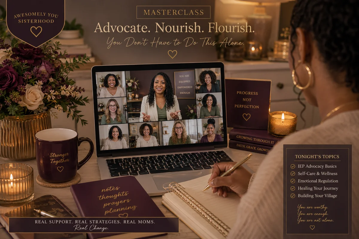 Promotional artwork for virtual Sisterhood learning and conversations